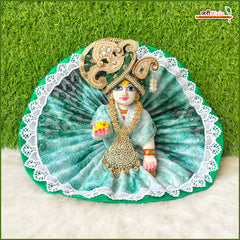 Blended Thread Lace Work Green Laddu Gopal Poshak