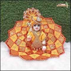 Shaneel Thread Sitara Work Yellow Laddu Gopal Poshak