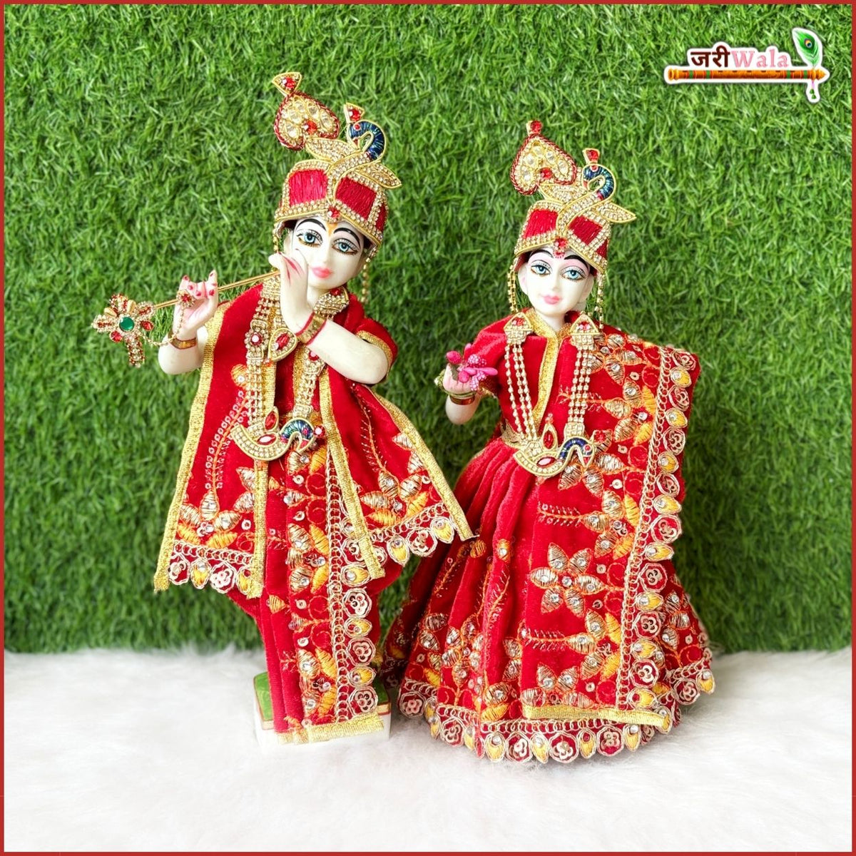 Shaneel Thread Stone Work Red Jugal Jodi Poshak