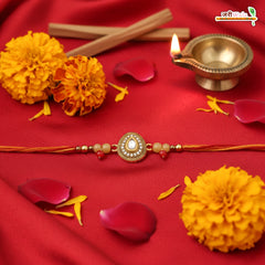Fancy Handcrafted Chandan Kundan Rakhi