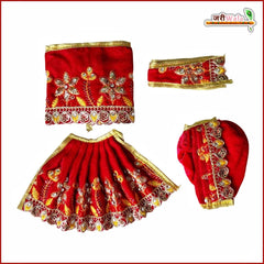Shaneel Thread Stone Work Red Jugal Jodi Poshak
