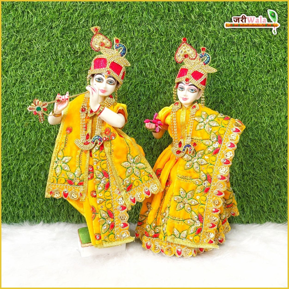 Shaneel Thread Stone Work Yellow Jugal Jodi Poshak