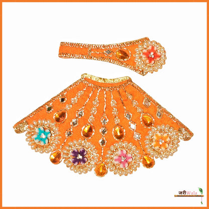 Shaneel Moti Stone Work Orange Lehnga Patka