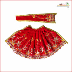 Shaneel Thread Stone Work Red Lehnga Patka