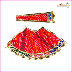 Bandhej Lace Work Magenta Lehnga Patka
