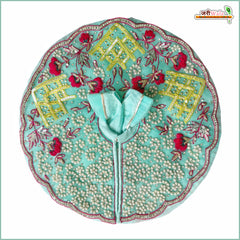 Blended Net Frill Thread Sitara Moti Work Firozi Laddu Gopal Poshak With Patka
