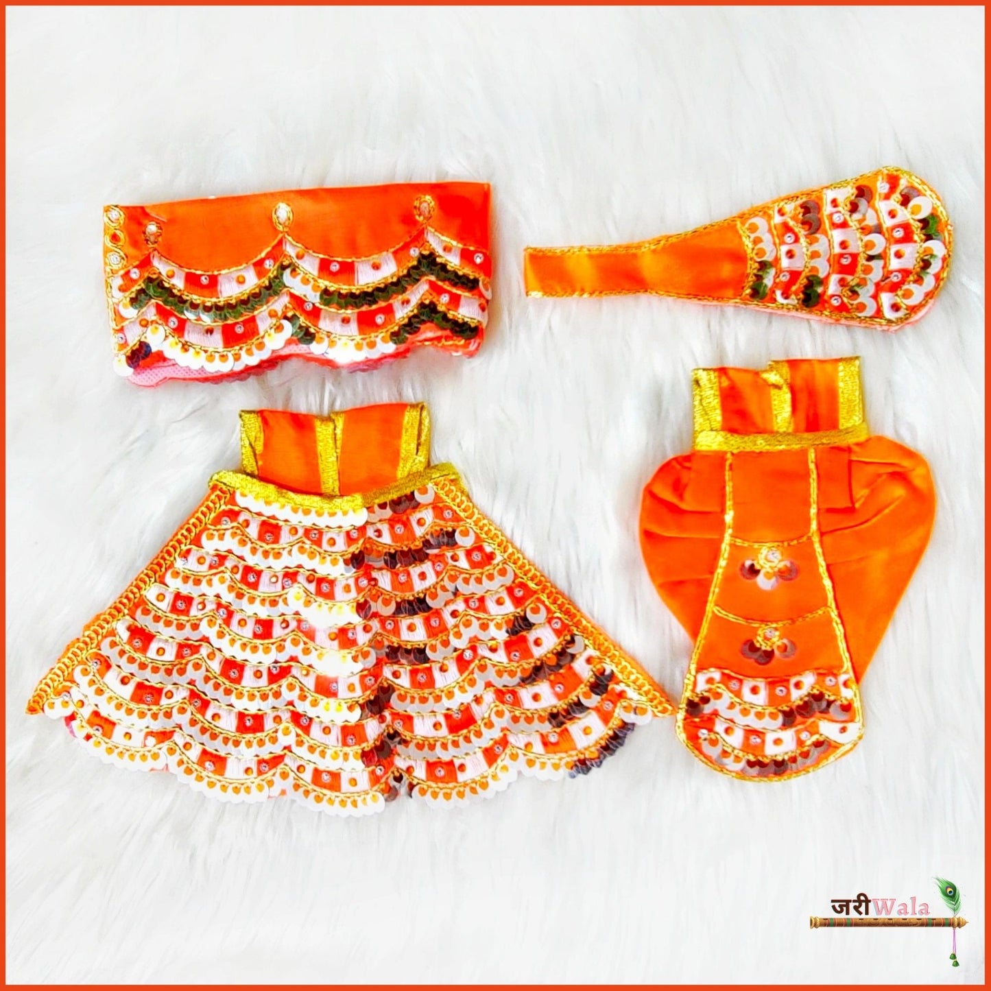 Blended Thread Sitara Work Orange Jugal Jodi Poshak