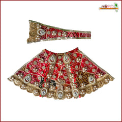 Blended Jarkan Stone Booti Work Bandhej Red Lehnga Patka