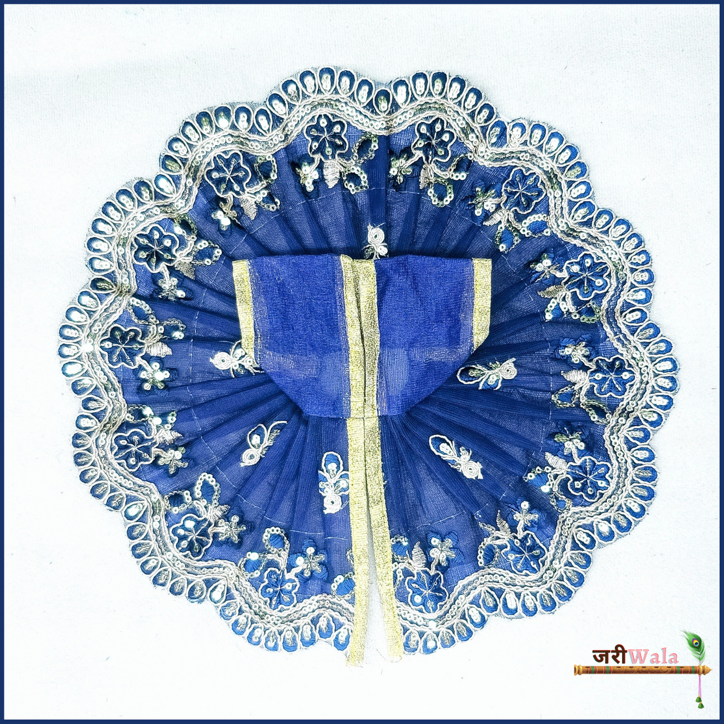 Blended Net Thread Sitara Work Blue Laddu Gopal Poshak