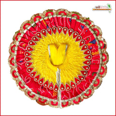 Cotton Bandhej Sitara Jarkan Stone Booti Work Laddu Gopal Poshak With Pagdi & Patka