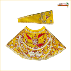 Blended Moti Dabka Sitara Heavy Work Yellow Lehnga Patka