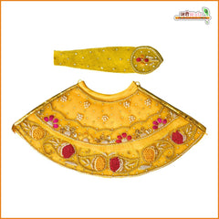 Blended Thread Heavy Dabka Jarkan Work Yellow Lehnga Patka