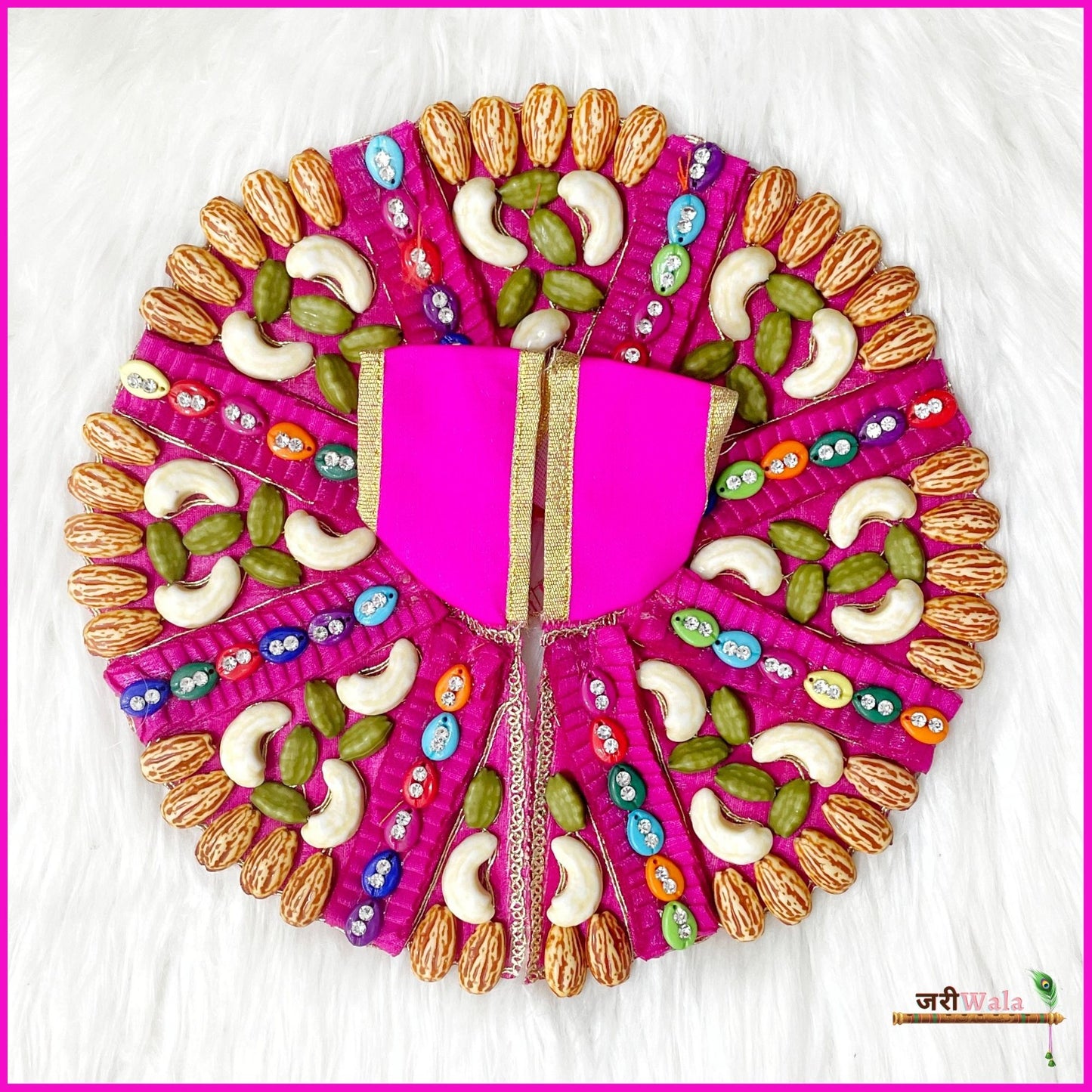 Blended Frill Plastic Dry Fruit Work Magenta Poshak