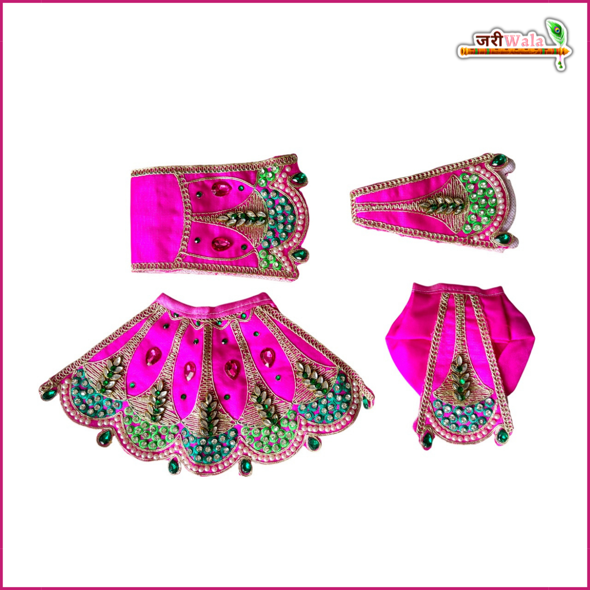 Coton Thread Kundan Stone Work Magenta Jugal Jodi Poshak