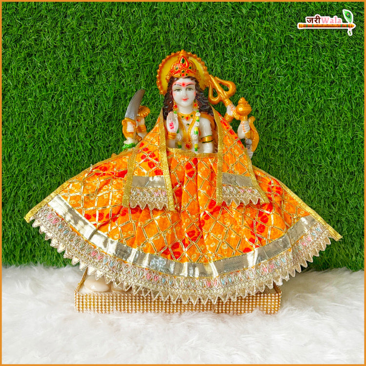 Bandhej Lace Work Yellow Lehnga Patka