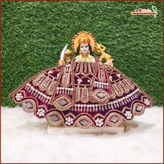 Shaneel Thread Stone Moti Work Wine Lehnga Patka