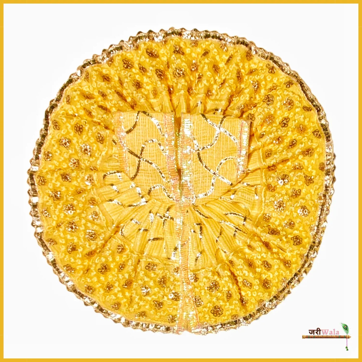 Blended Thread Lace Work Yellow Poshak