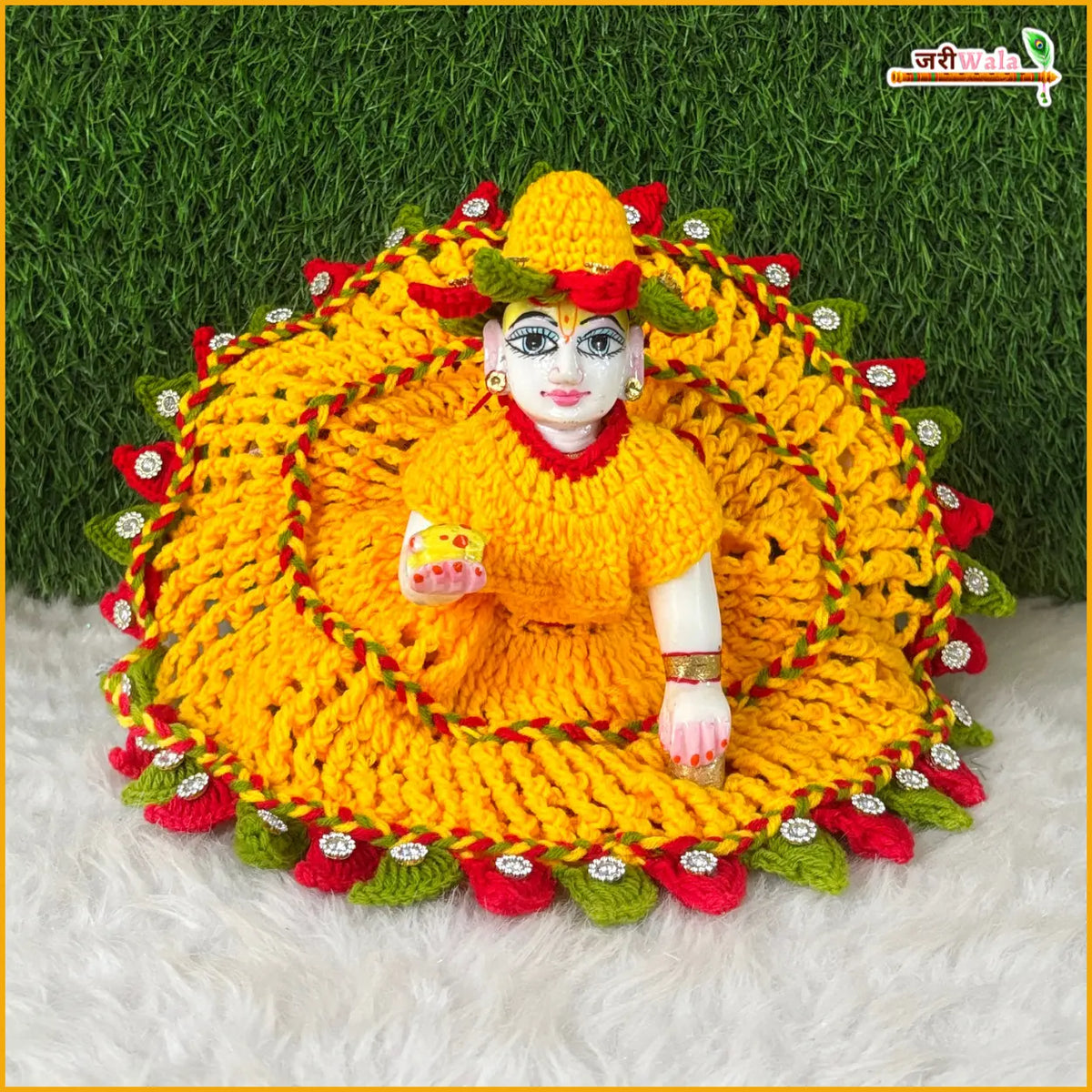 Woolen Fancy Multicolor Laddu Gopal Poshak With Cap