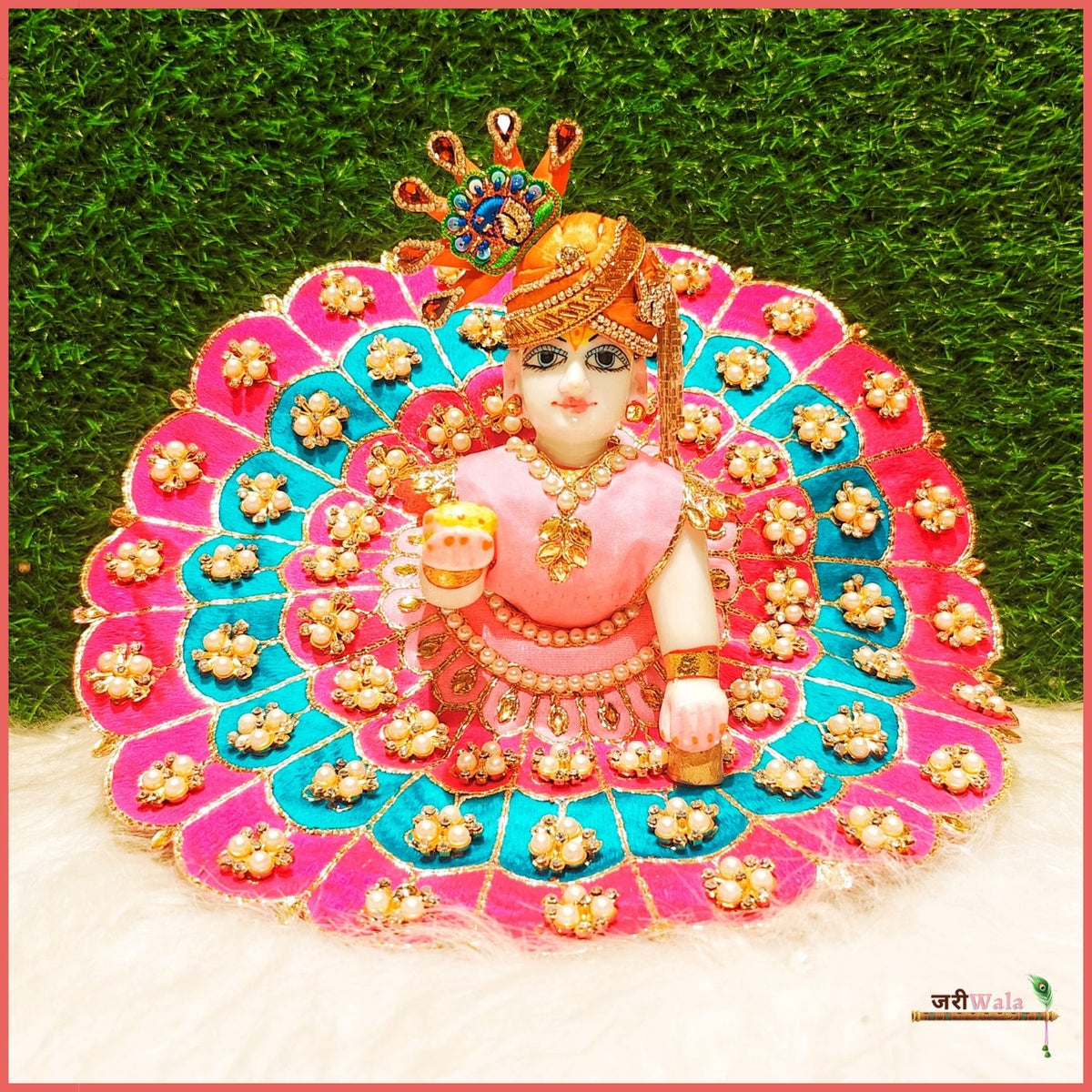 Blended Thread Pearl Work Multicolor Poshak