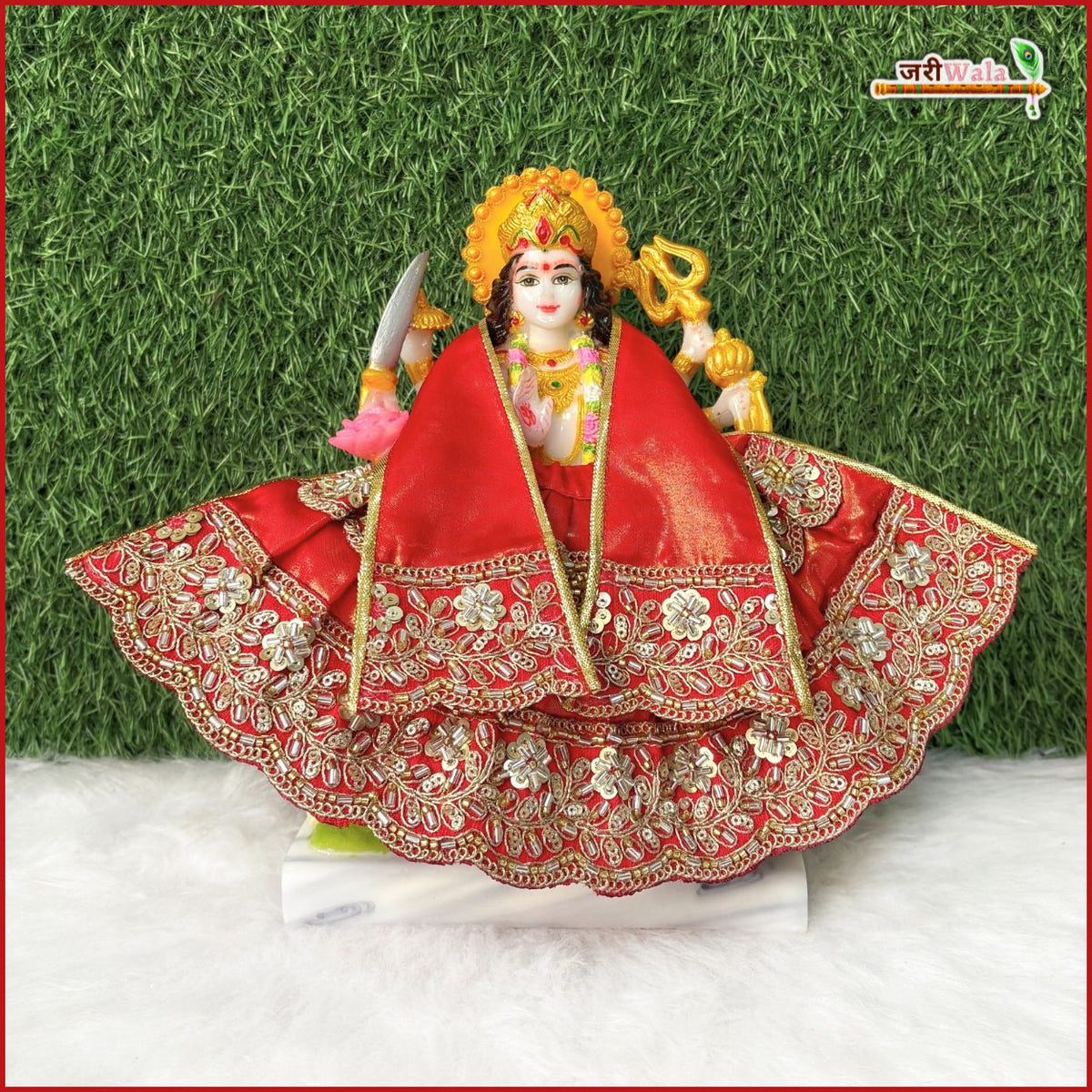 Blended Thread Sitara Cutdana Work Red Lehnga Patka