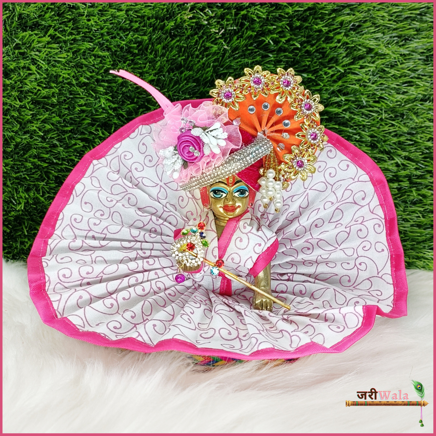 Buy Net Fabric Flower Ladoo Gopal Dress (Pink, Size 7) Online at Low Prices  in India - Amazon.in