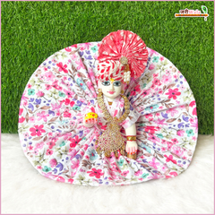 Cotton Floral Print Baby Pink (Multicolor) Laddu Gopal Poshak