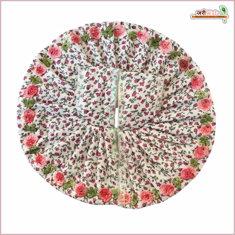 Cotton Leaf Print Lace Work Magenta Laddu Gopal Poshak
