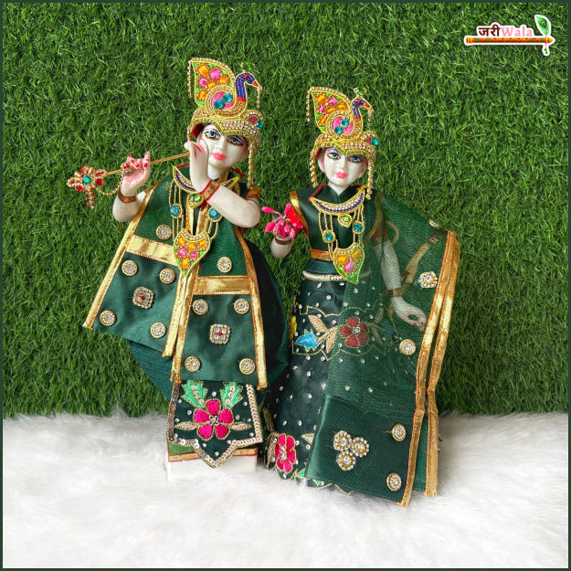 Blended Thread Dabka Sitara Stone Work Bottle Green Jugal Jodi Poshak