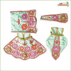 Cotton Heavy Thread Moti Work Sea Green Jugal Jodi Poshak