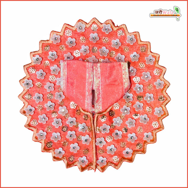 Blended Sitara Stone Work Light Orange Laddu Gopal Poshak