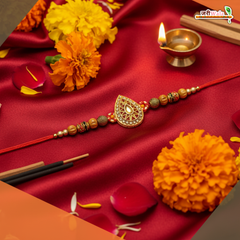 Fancy Handcrafted Metal Moti Jarkan Rakhi