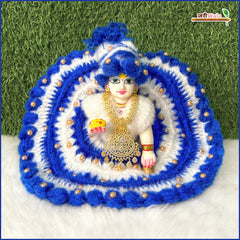 Woolen Fancy Blue & Light Blue Laddu Gopal Poshak With Cap