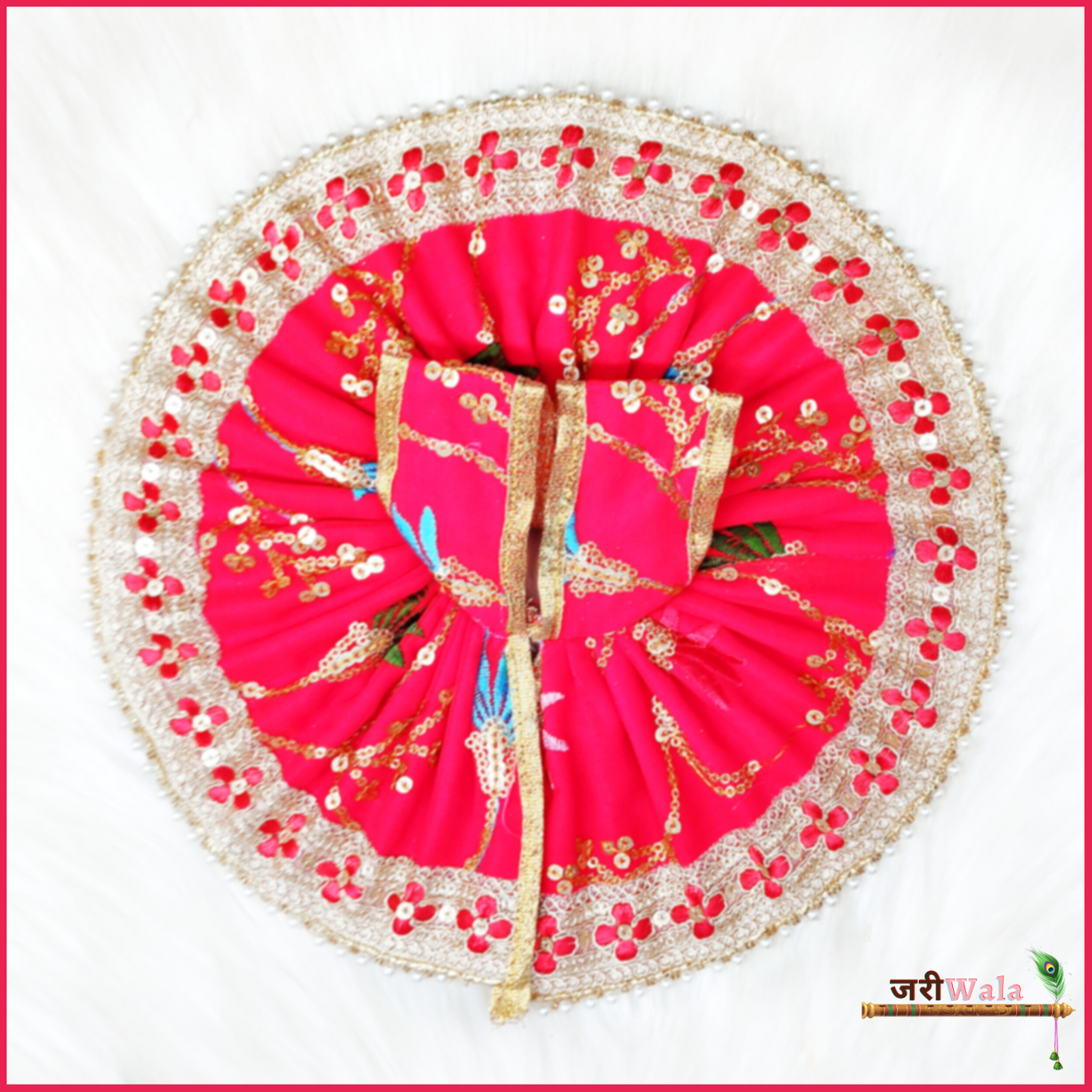 Cotton Thread Lace Work Red Poshak