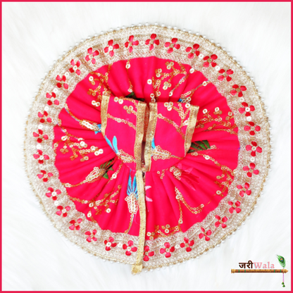 Cotton Thread Lace Work Red Poshak