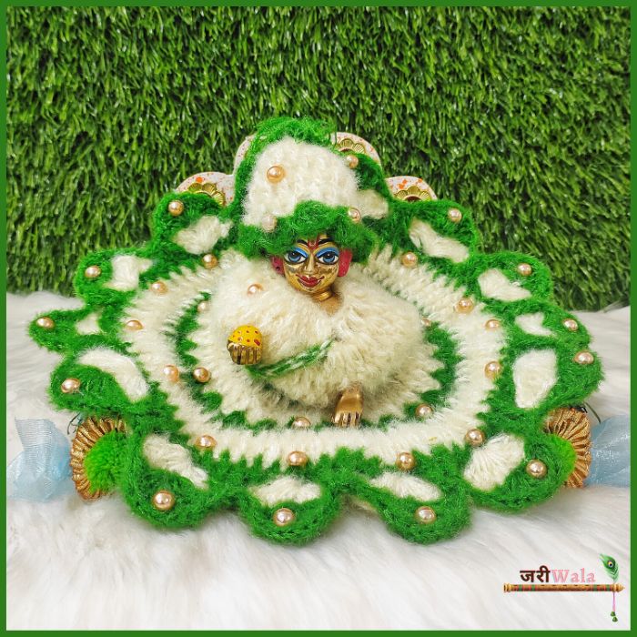 Woolen Fancy Green & Cream Poshak With Cap