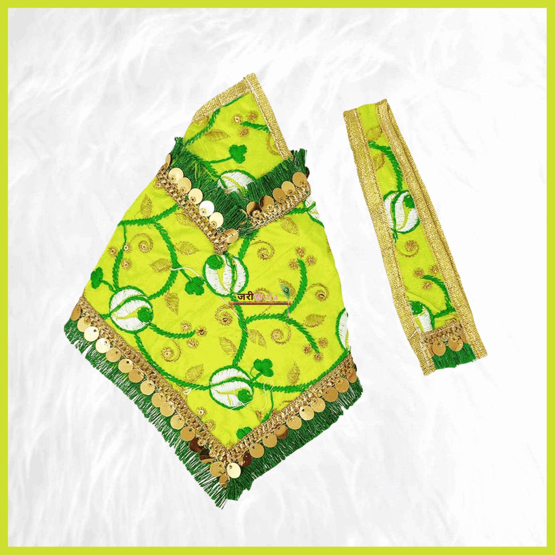 Thread Lace Work Lemon Sai Baba Poshak - ZARIIWALAA