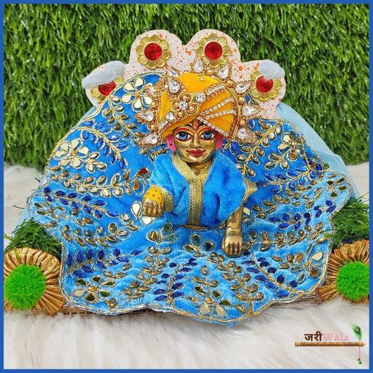 Shaneel Thread Kundan Work Shiny Blue Laddu Poshak