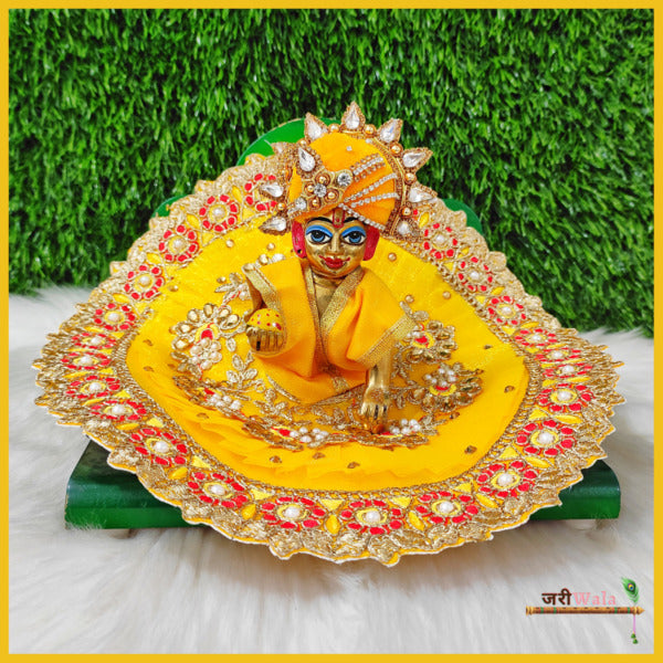 Blended Thread Moti Work Yellow Poshak