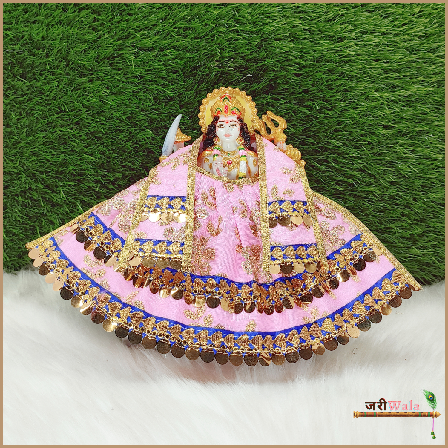 Thread Work Baby Pink Lehnga Patka - ZARIIWALAA