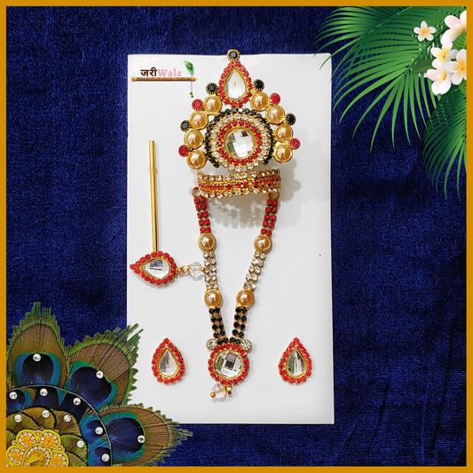 LG Mukut Mala Tops Bansuri Set Red Green Golden