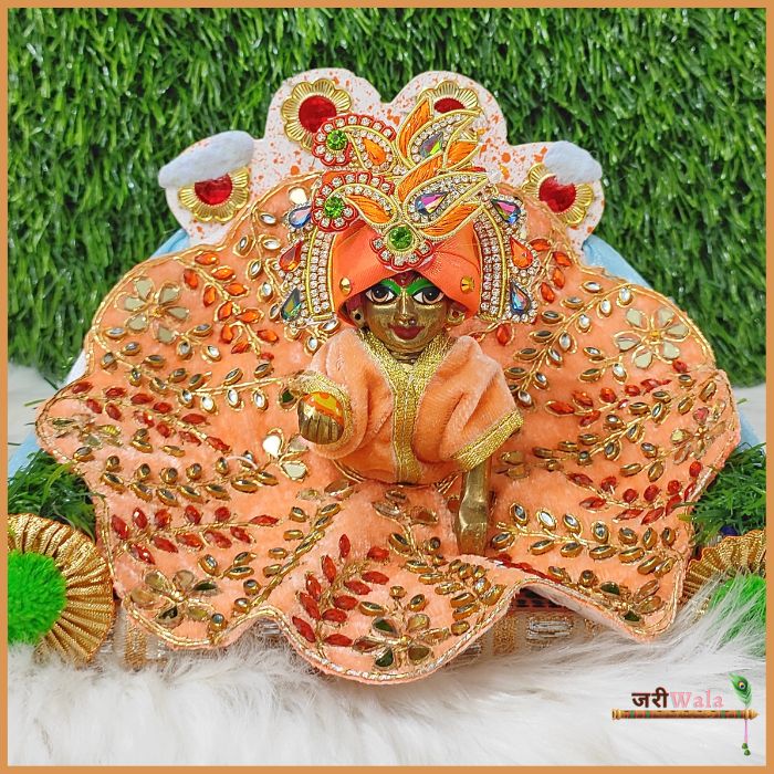 Shaneel Thread Kundan Work Peach Laddu Poshak