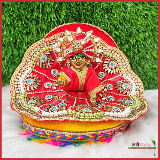 Blended Heavy Kundan With Moti Work Red Poshak