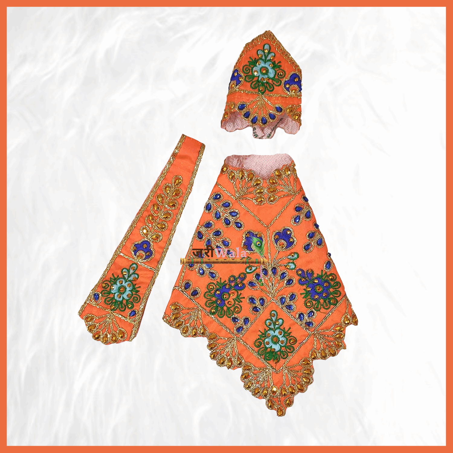 Thread Work Orange Sai Baba Poshak - ZARIIWALAA