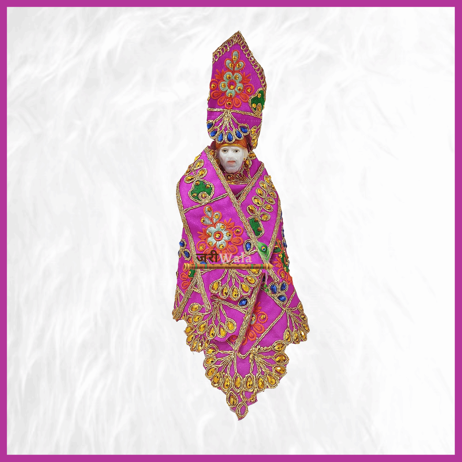 Thread Work Magenta Sai Baba Poshak - ZARIIWALAA