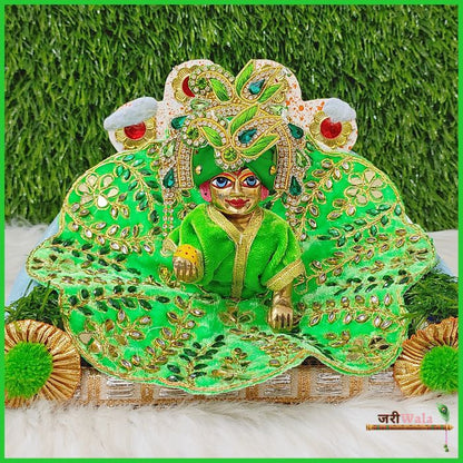 Shaneel Thread Kundan Work Green Laddu Poshak