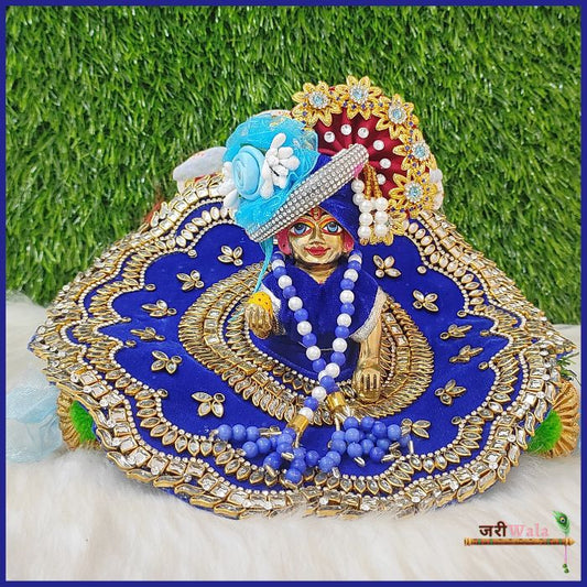 Shaneel Heavy Kundan Work Blue Laddu Poshak