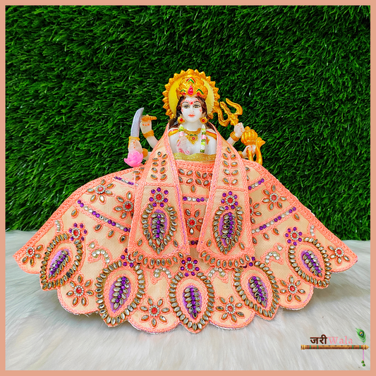 Blended Heavy Kundan Work Peach Lehnga Patka