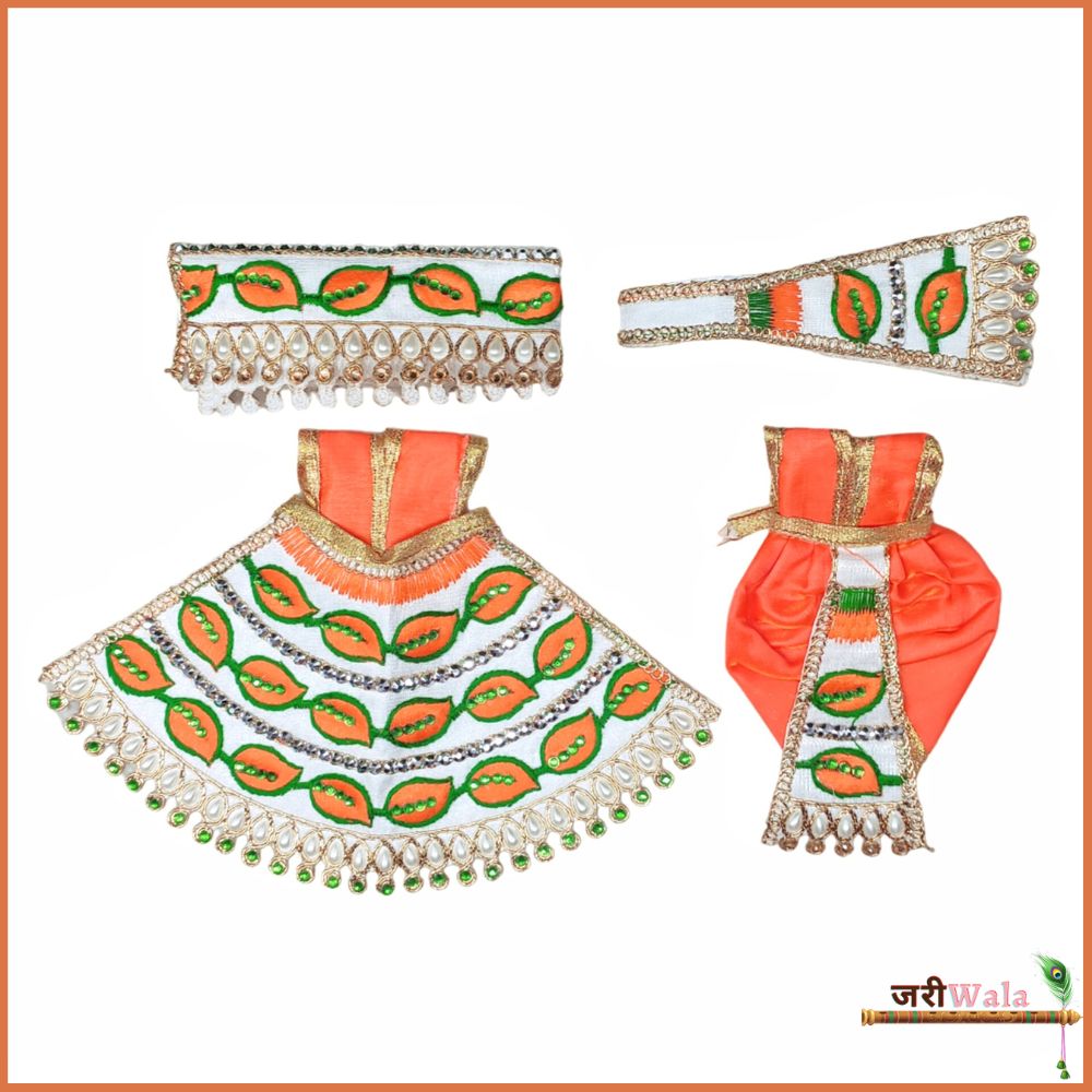 Blended Thread Moti Work Orange Poshak