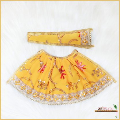 Blended Thread Sitara Work Yellow Lehnga Patka