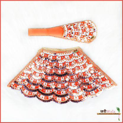 Thread Sitara Work Orange Lehnga Patka